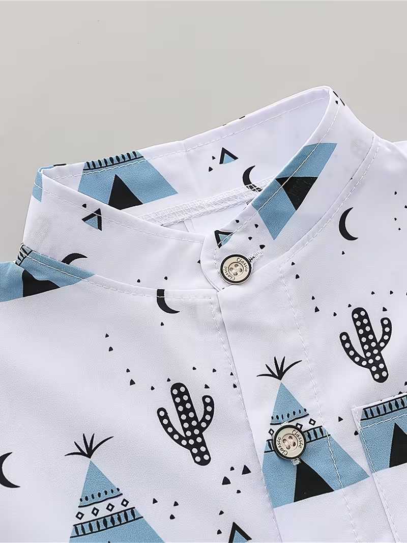 Conjunto Bubupandy "Desert Adventure": Camiseta de Pirámides y Cactus + Shorts
