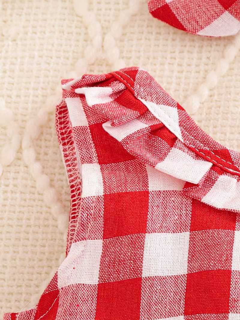 Conjunto Bubupandy "Country Chic": Blusa de Cuadros + Shorts Efecto Denim + Diadema