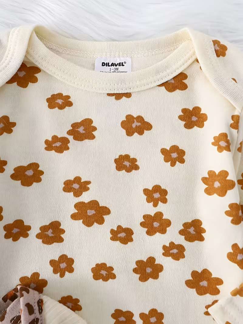 Pack de 3 Bodys Bubupandy: Estilo Retro, Leopardo y Flores para Bebé