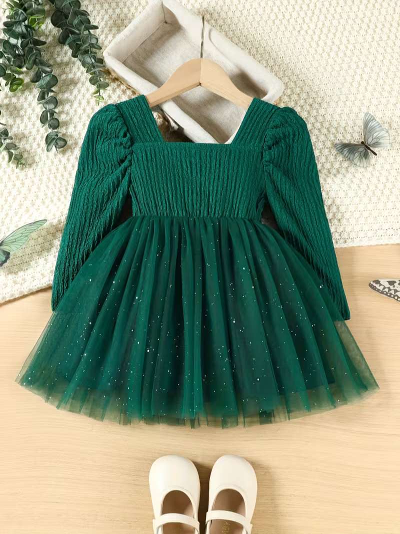 Vestido de Princesa Bubupandy: Malla con Lentejuelas y Lazo para Bebés