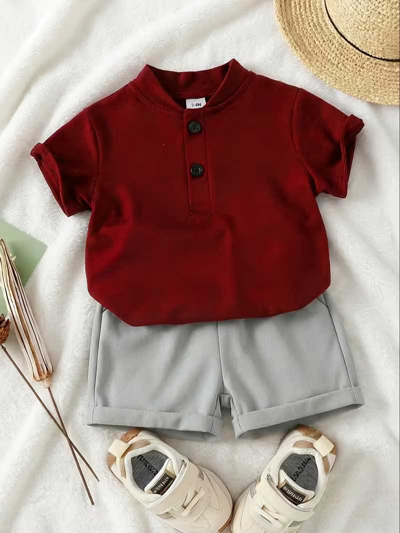 Conjunto Bubupandy "Urban Chic": Camiseta de Cuello Alto + Shorts Efecto Denim