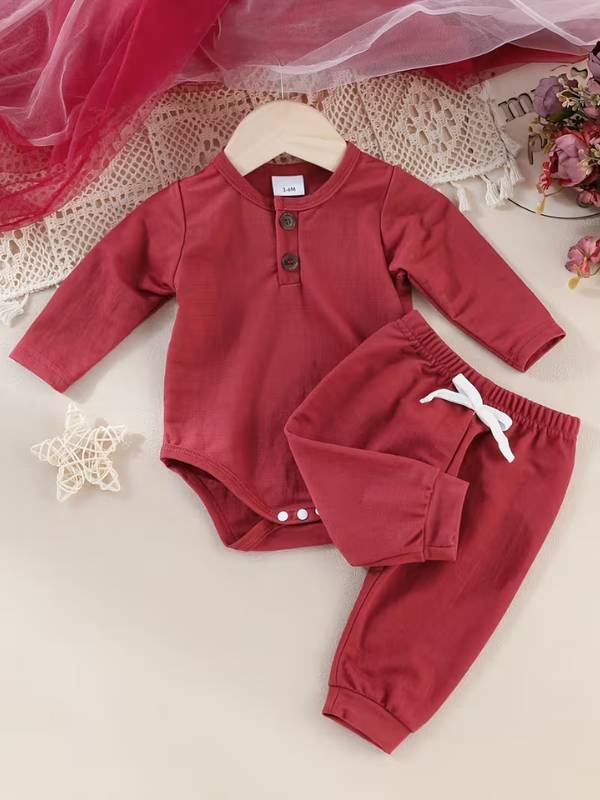 Conjunto "Rojo Esencial" 2 Piezas - Tejido Acanalado 🐼❤️