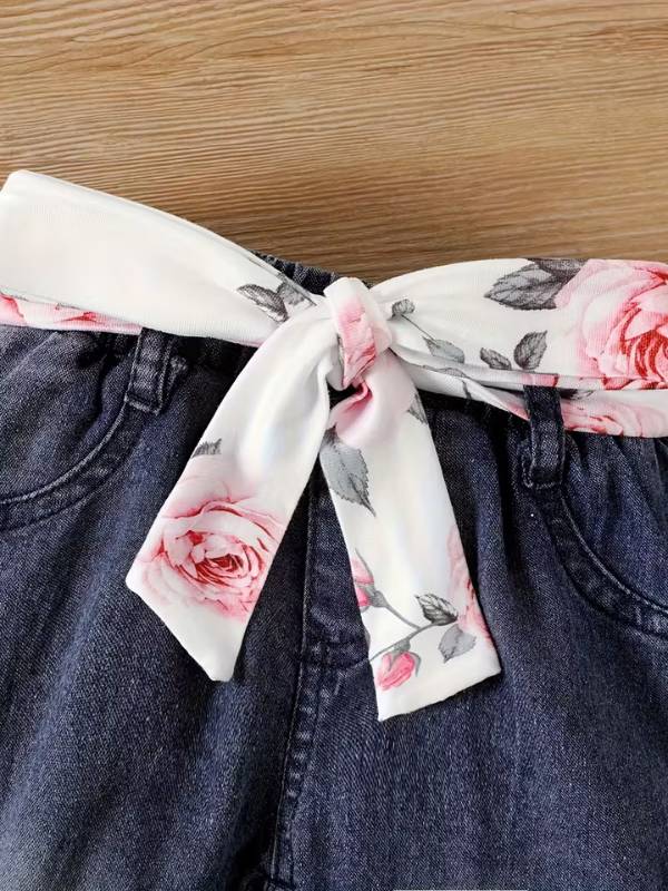 Conjunto "Primavera Rosa" 3 Piezas - Flores y Denim 🐼🌸