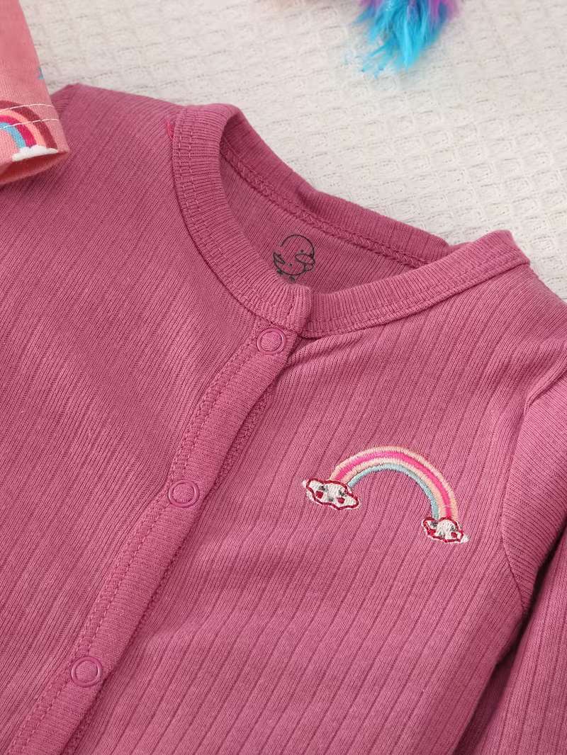 Conjunto Bubupandy "Dulces Sueños": 3 Piezas Bordadas con Pies para Bebé Niña