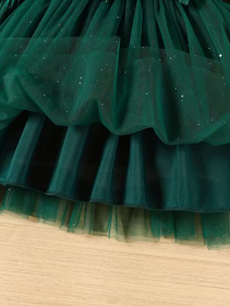 Vestido de Princesa Bubupandy: Malla con Lentejuelas y Lazo para Bebés