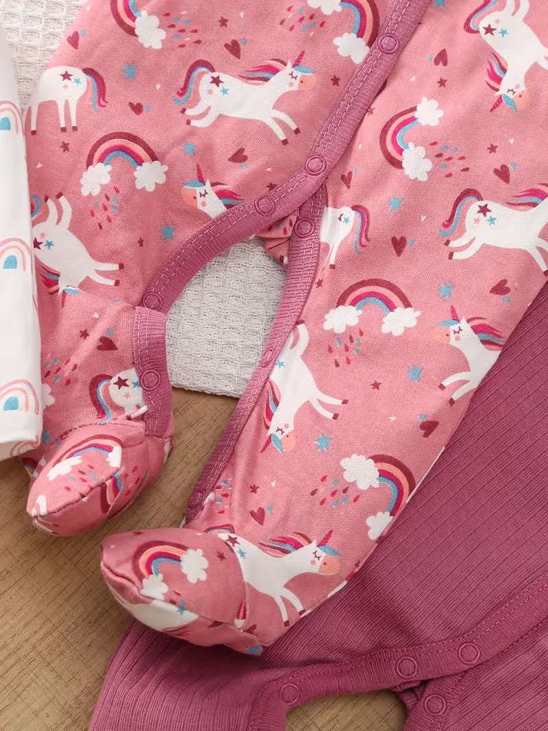 Conjunto Bubupandy "Dulces Sueños": 3 Piezas Bordadas con Pies para Bebé Niña