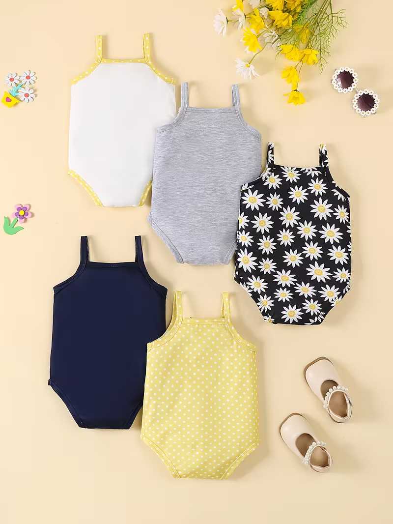 Pack de 5 Mamelucos Florales Bubupandy: Comodidad y Estilo para Niña