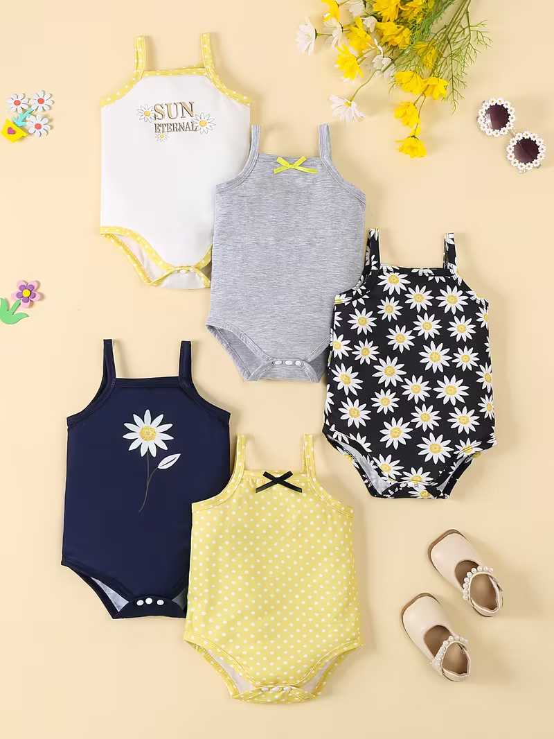 Pack de 5 Mamelucos Florales Bubupandy: Comodidad y Estilo para Niña