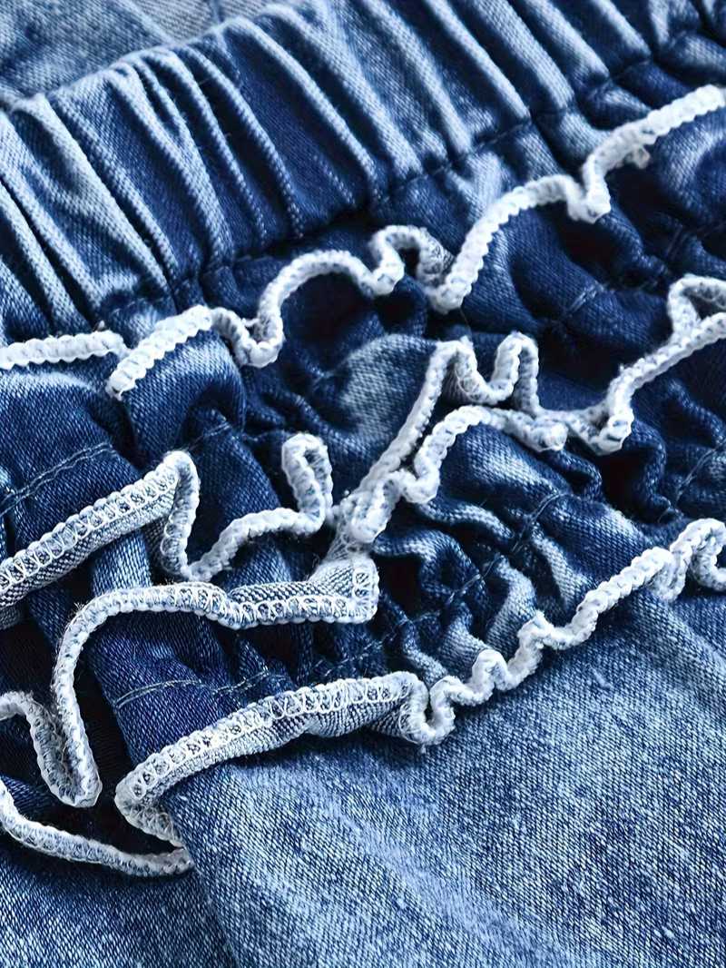 Conjunto Bubupandy Denim Rainbow: Mameluco de Mezclilla + Babero + Pañuelo