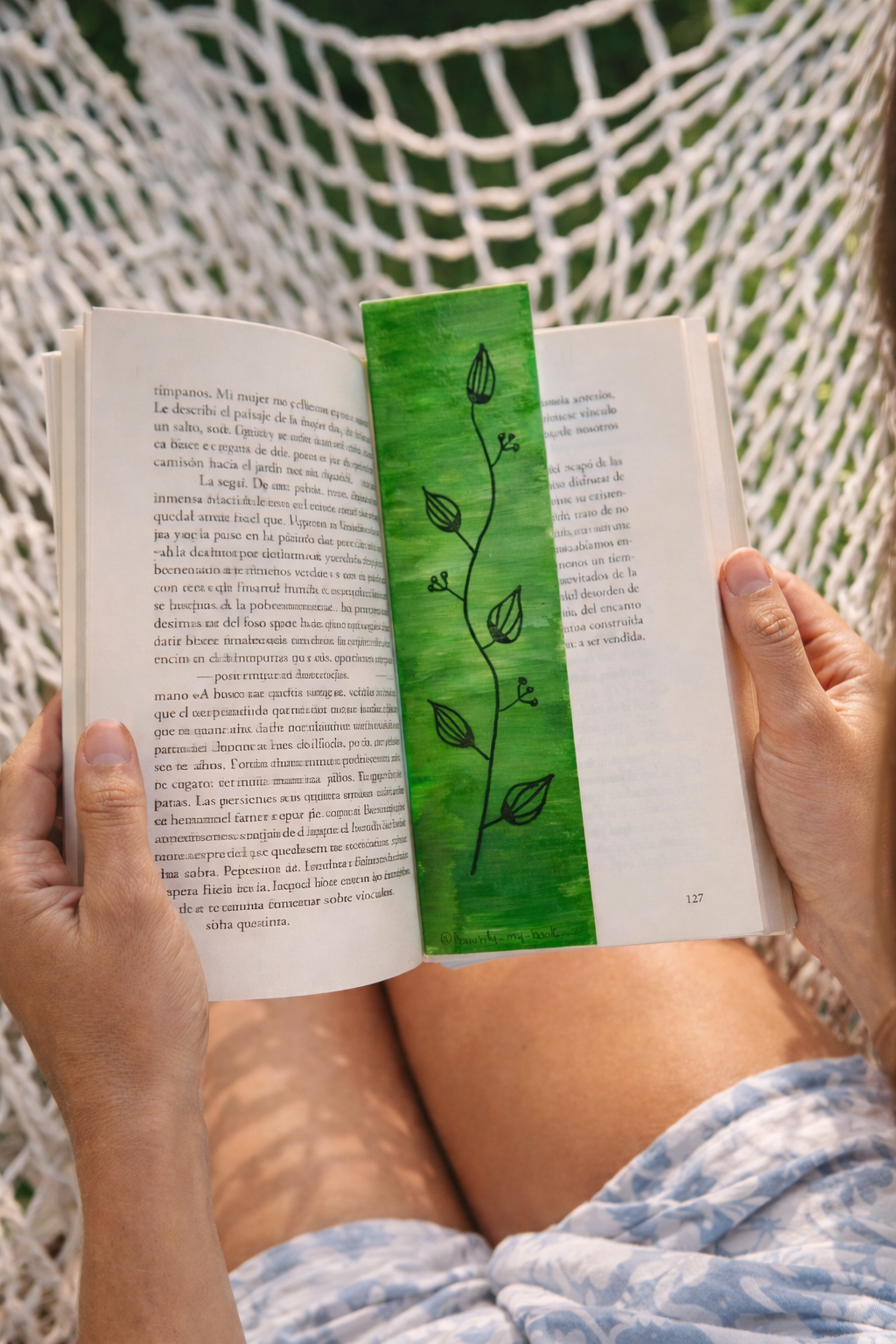 Hand-Painted Green Leaf bookmark
