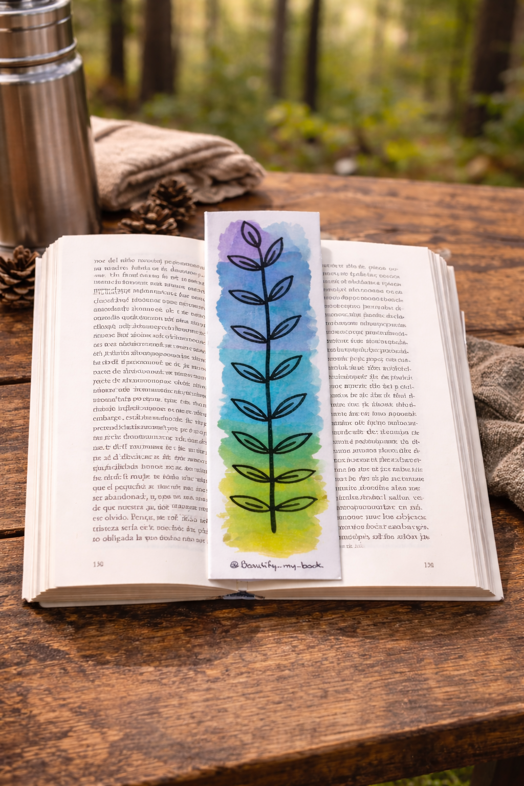 Watercolor Leaf bookmark