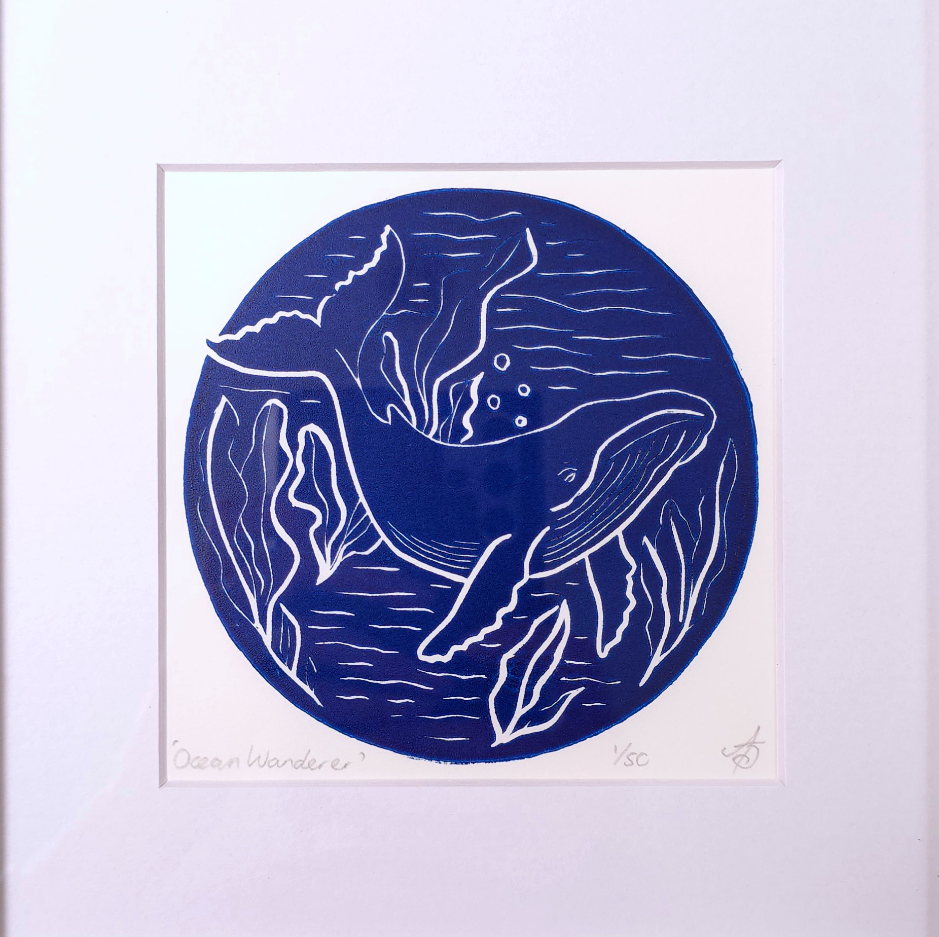Ocean Wanderer Humpback Whale Ltd Ed Linocut Print