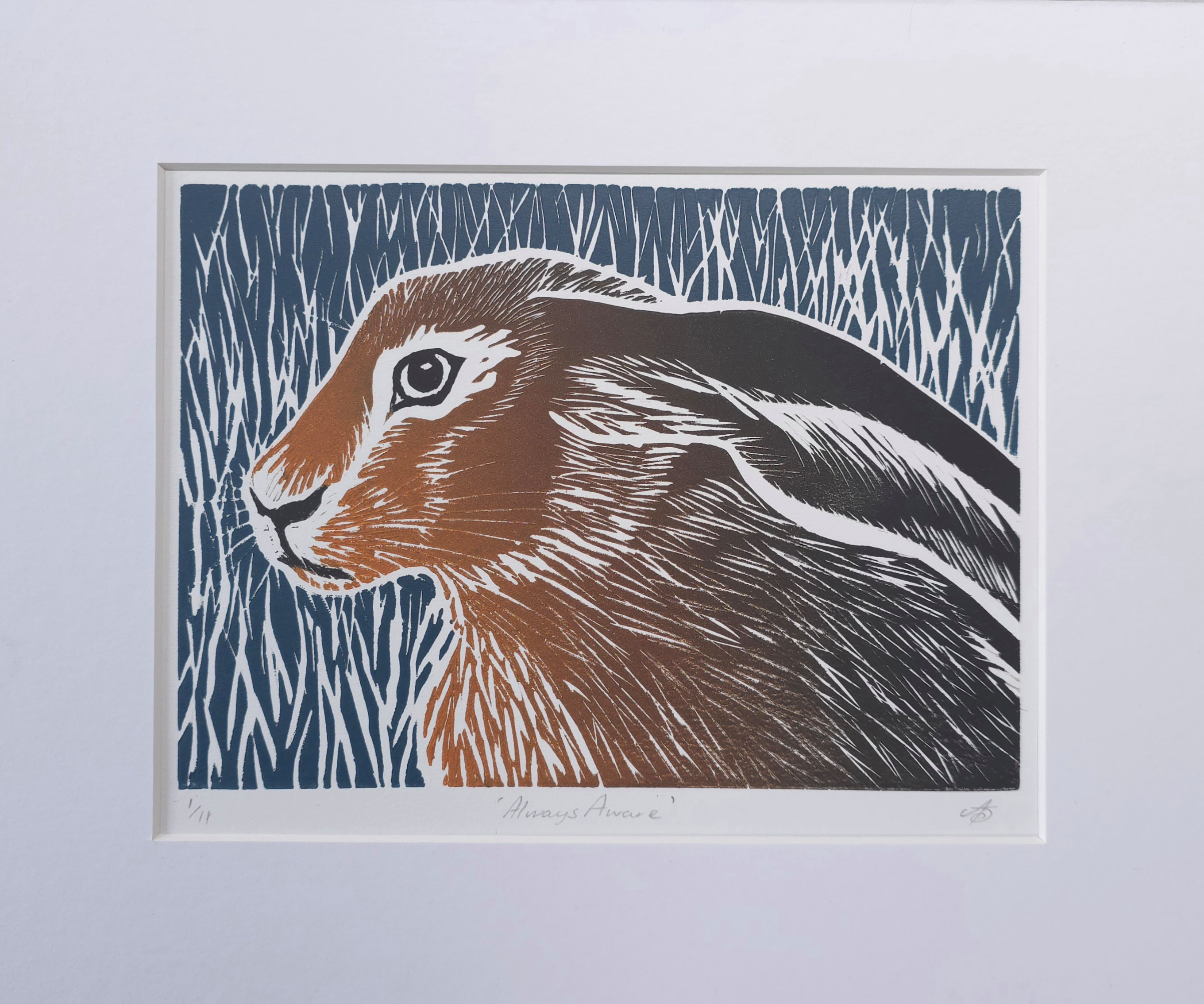 Hare Linocut Print