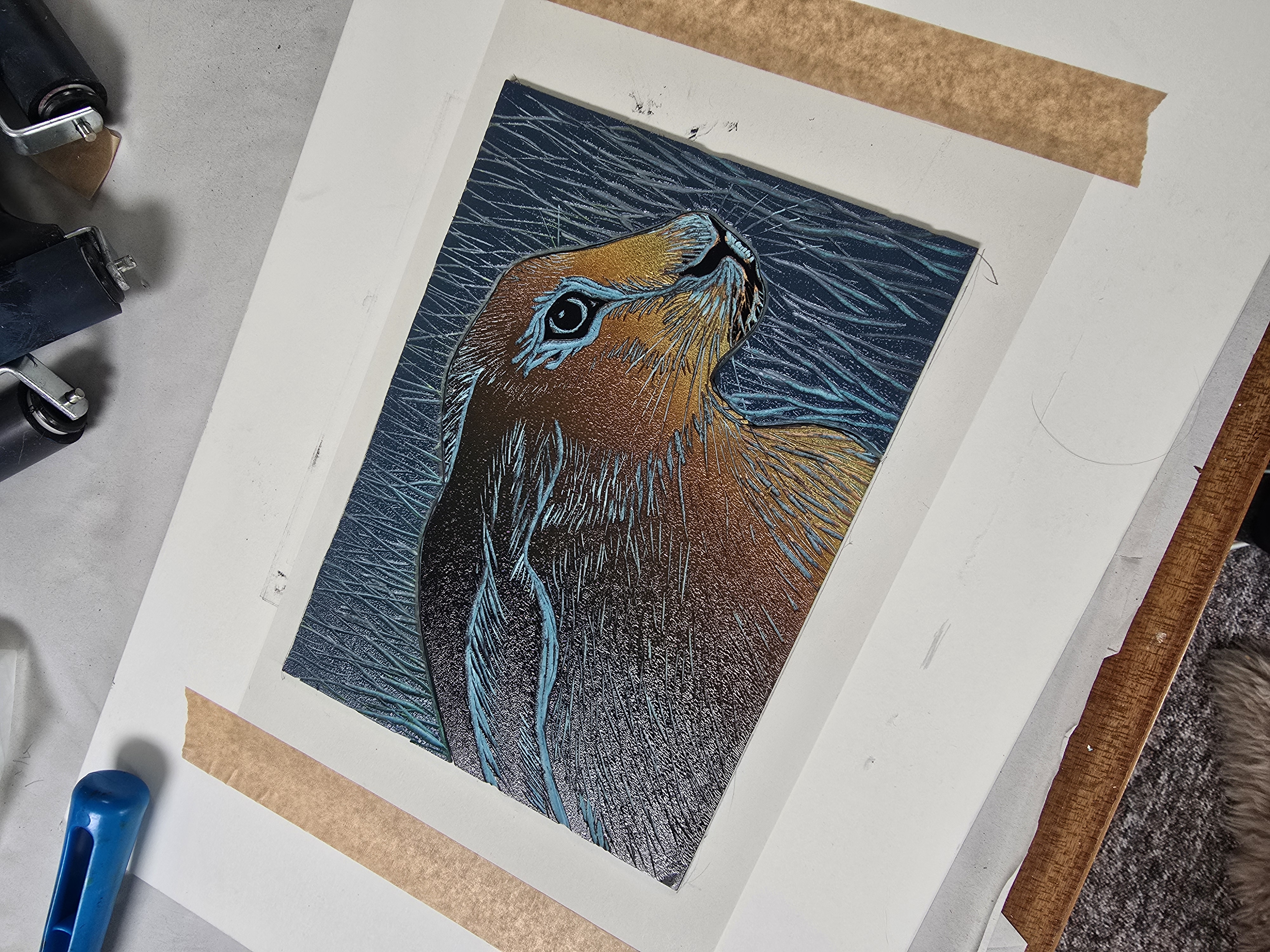 Hare Linocut Print