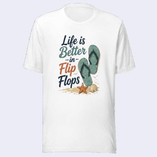 Life Is Better in Flip Flops T-Shirt | Funny Beach Graphic Tee | Summer Vacation Gift Shirt