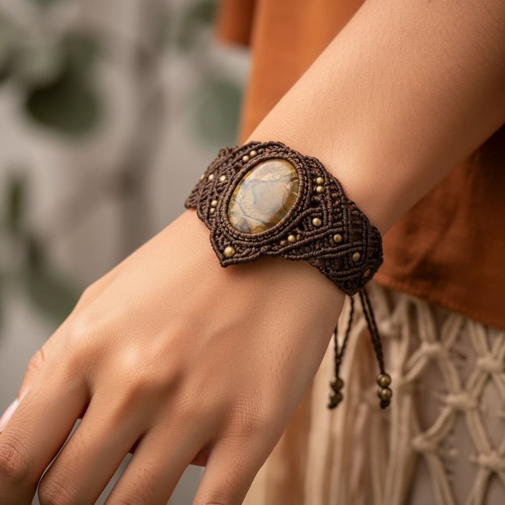 Pulsera macramé con piedra natural