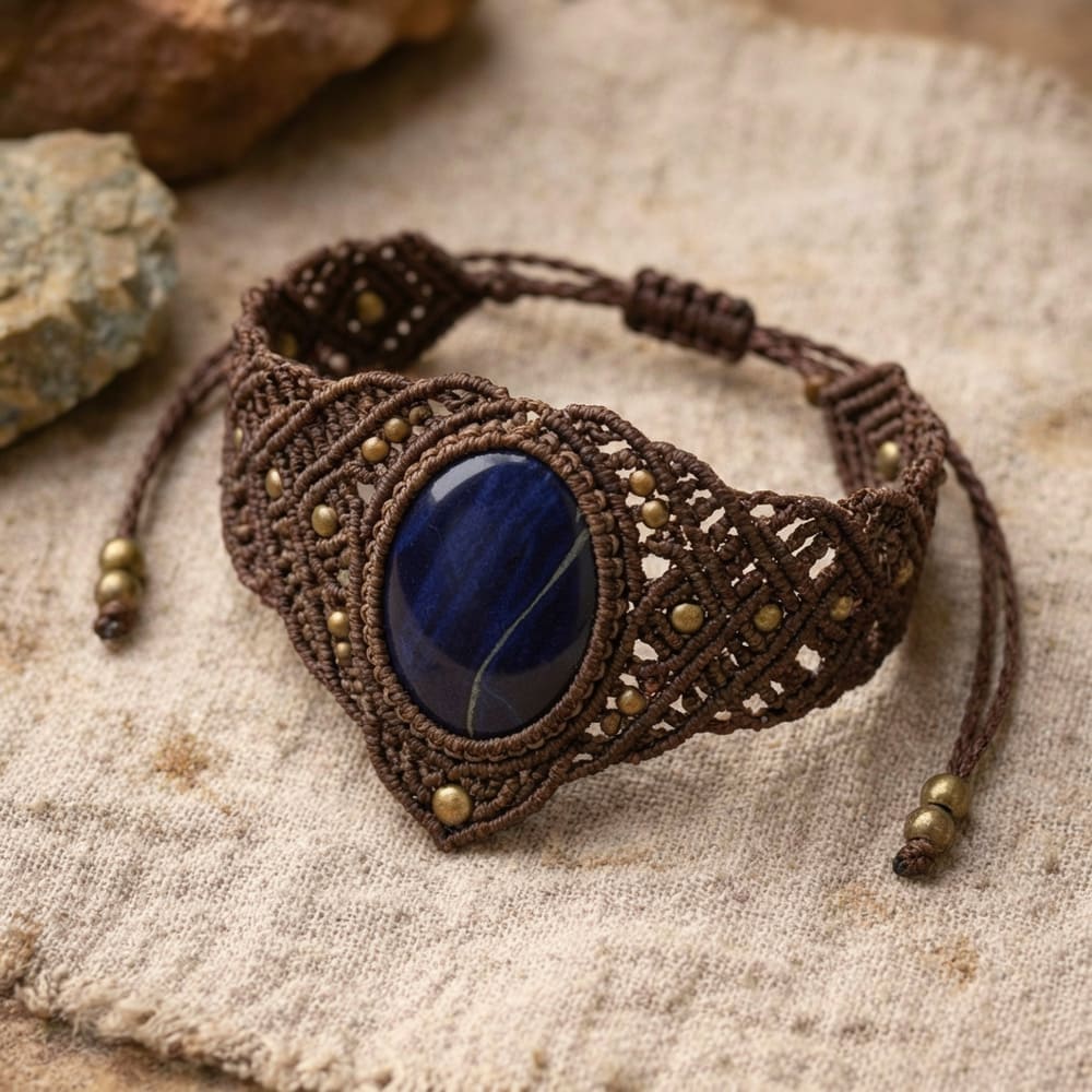 Pulsera macramé con piedra natural