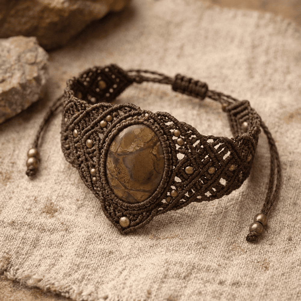 Pulsera macramé con piedra natural