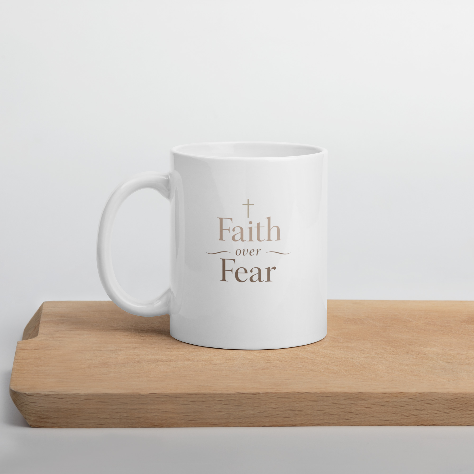 "Faith over Fear" White glossy mug
