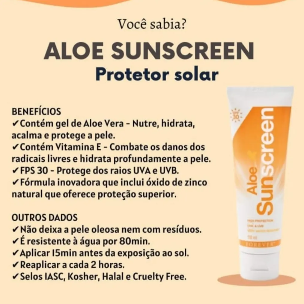 Protetor Solar Aloe Sunscreen FPS 30