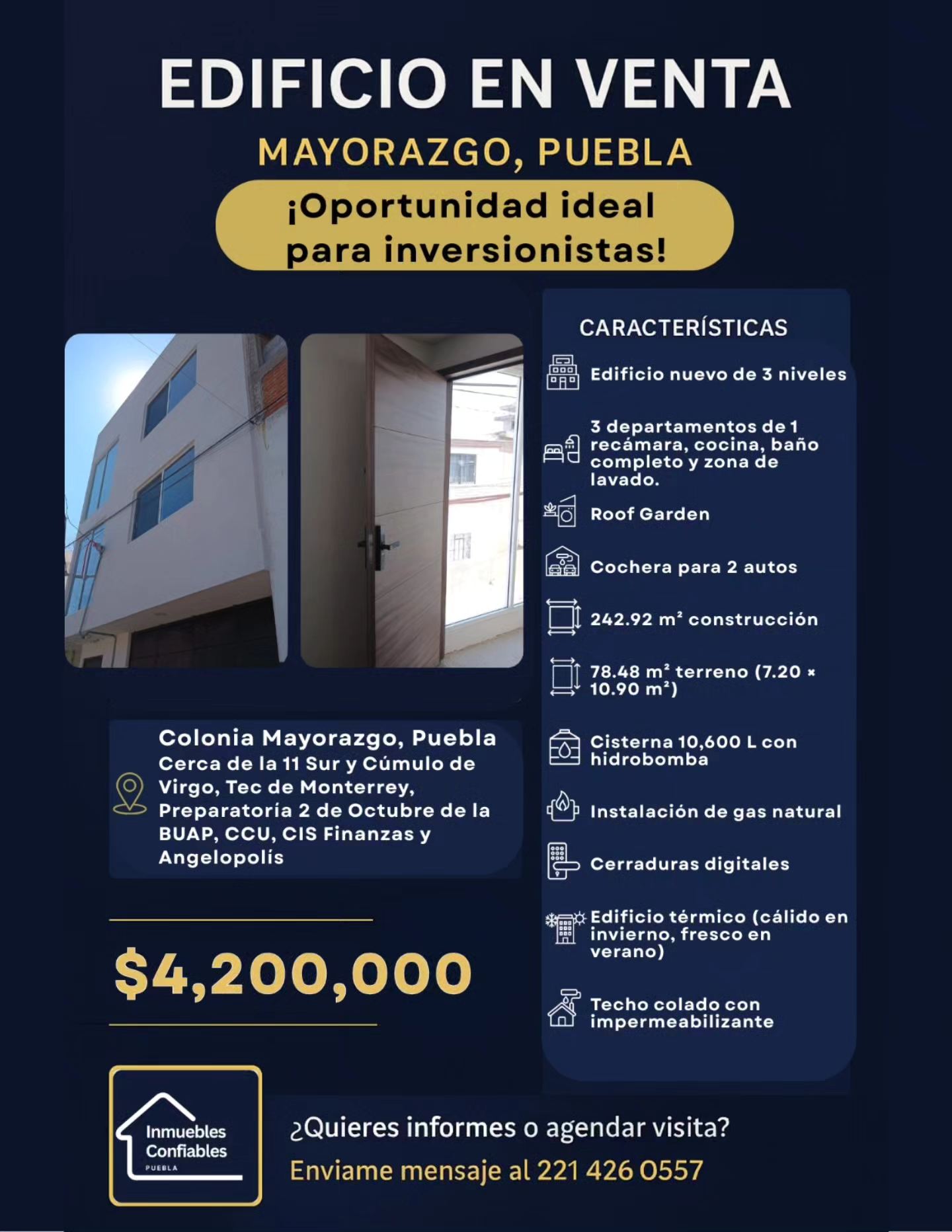 Edificio nuevo en Mayorazgo, Puebla.