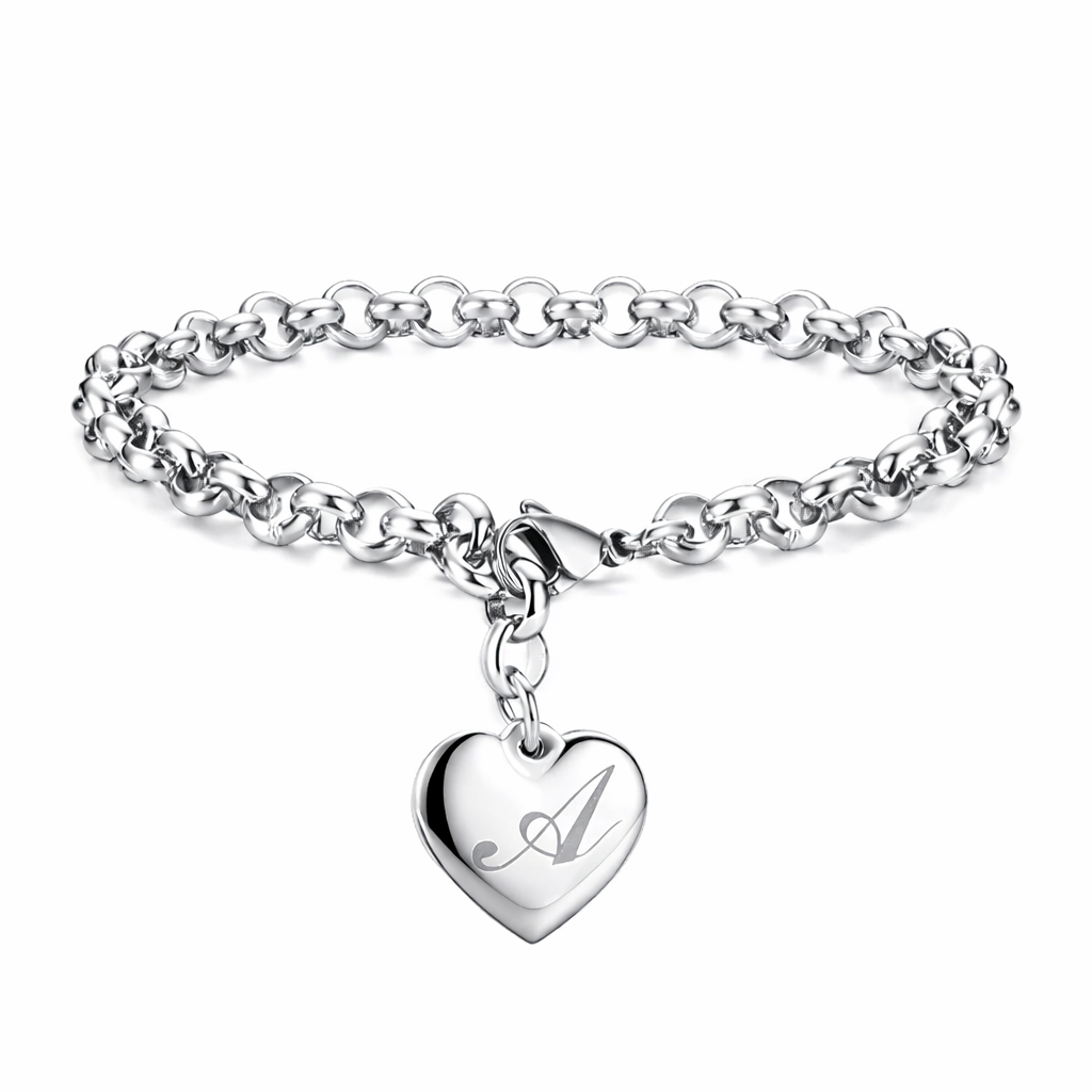Initial Heart Bracelet A-Z