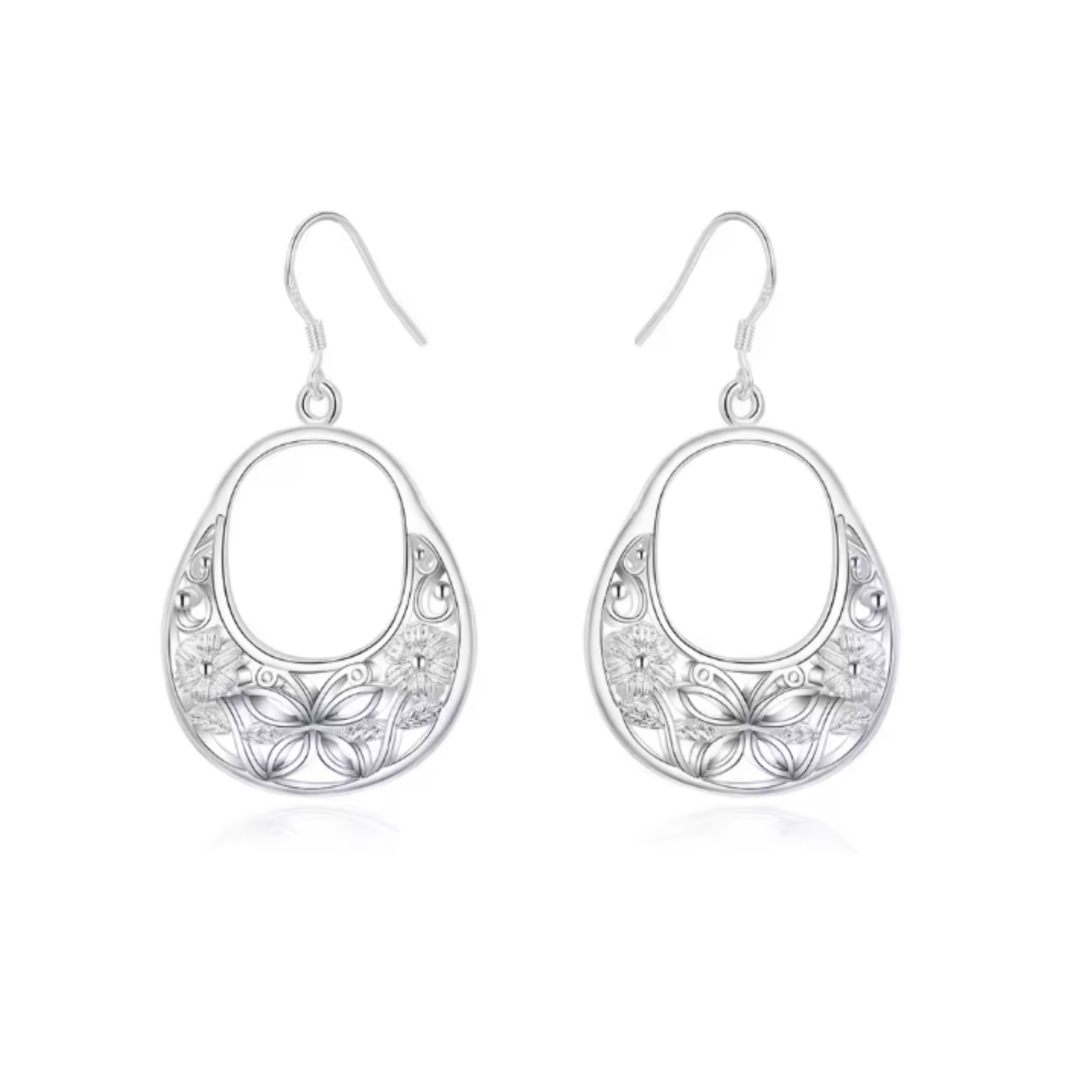 Russian Doll Silver Drop Ear Rings