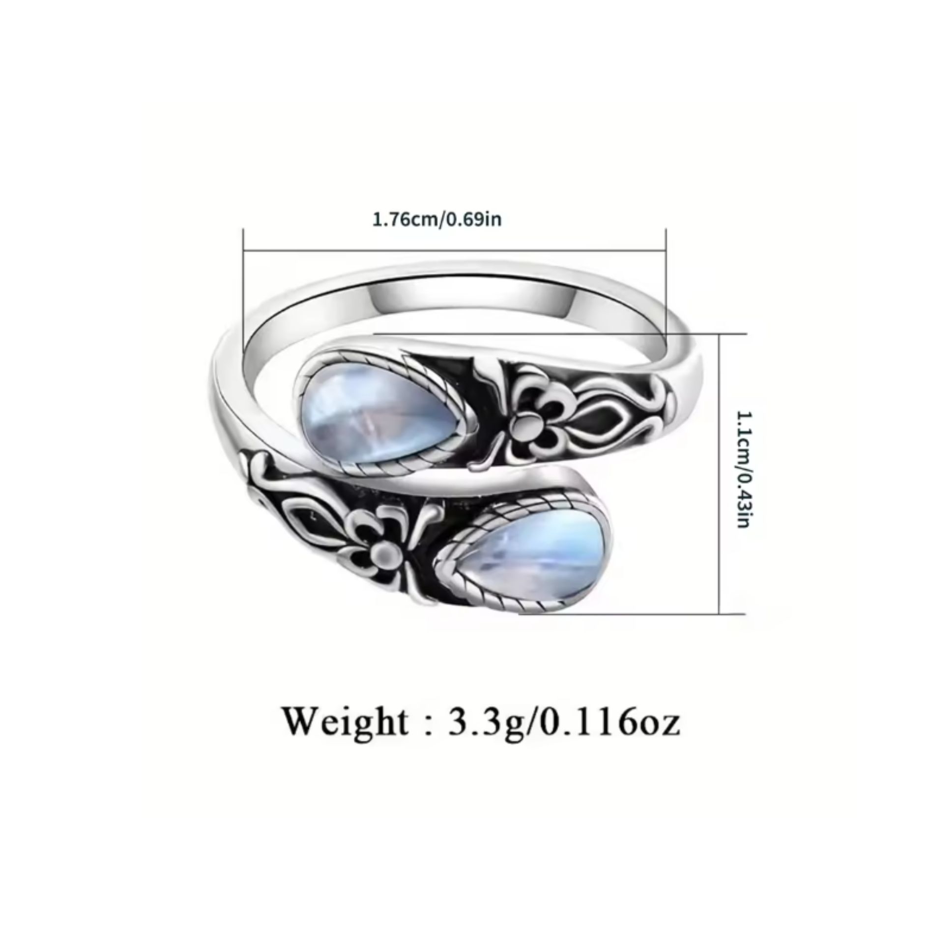 Moonstone Butterfly Ring