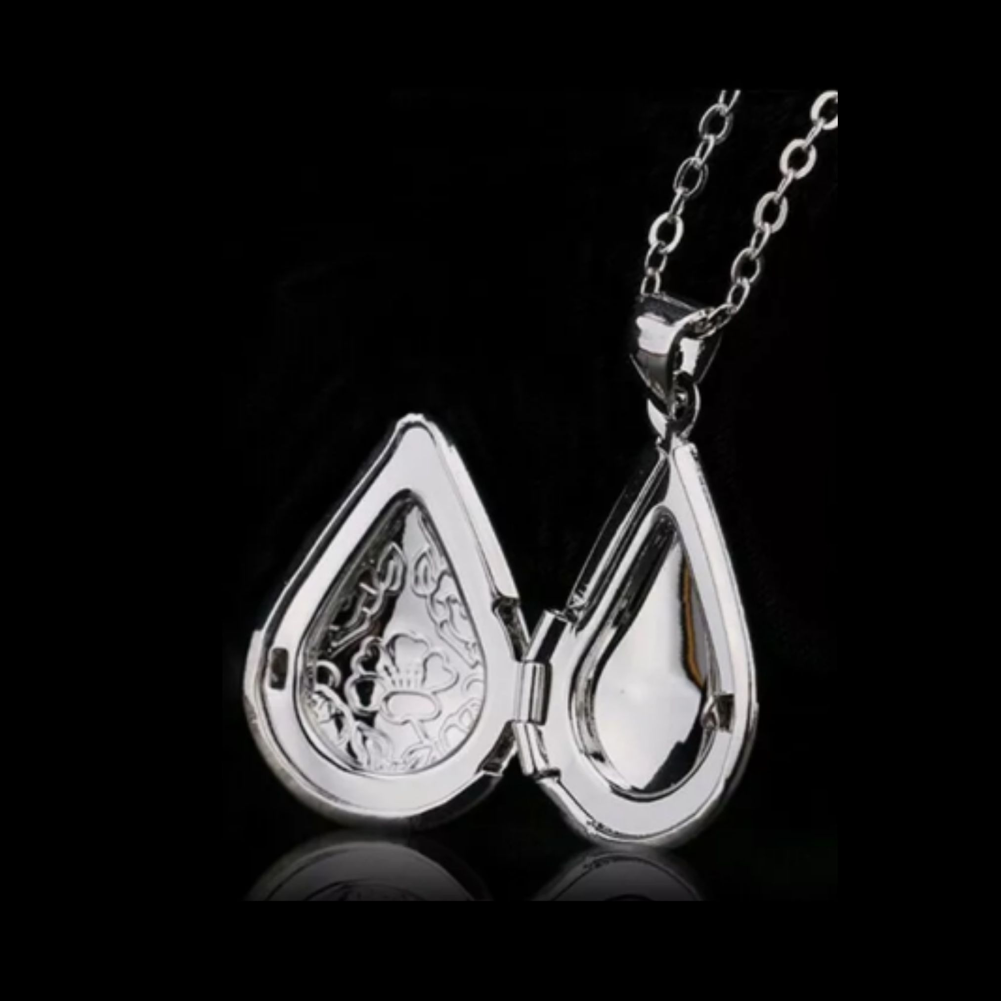 Teardrop Photo Pendant and Chain 
