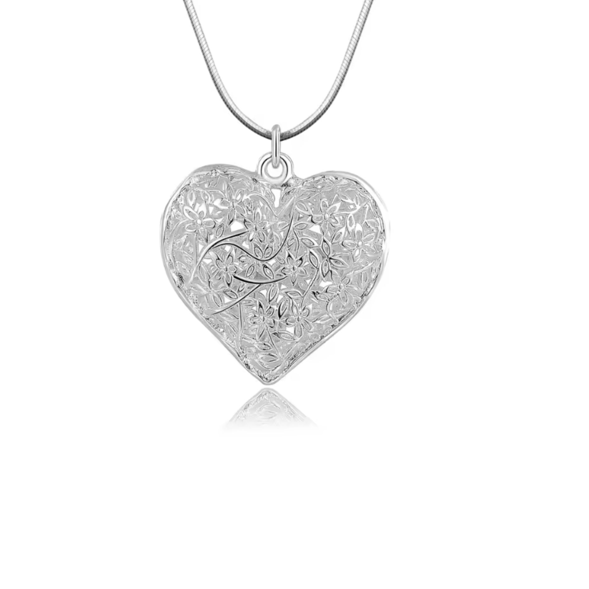 Floral Heart Charm Necklace 