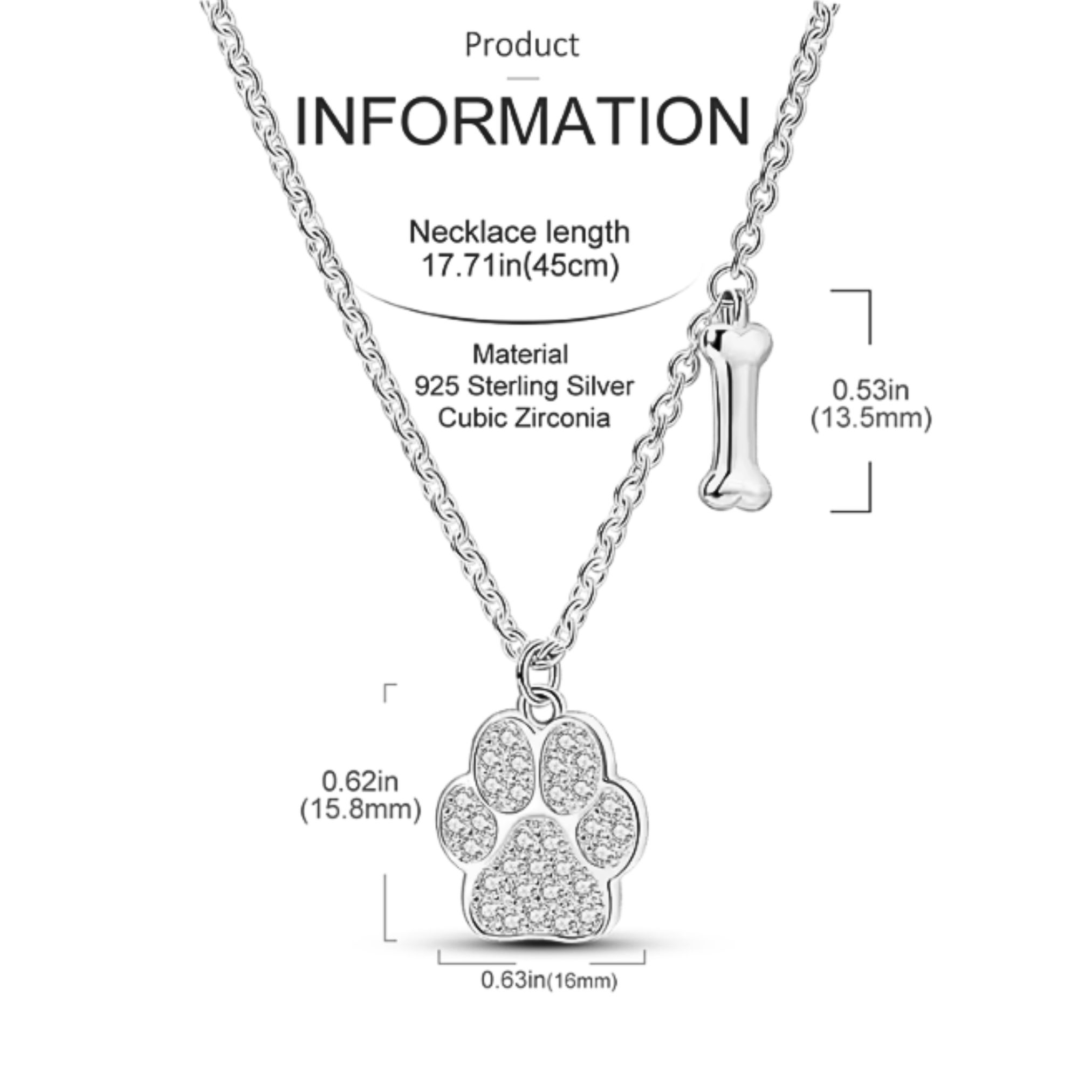 Paw Zirconia Pendant and Chain 