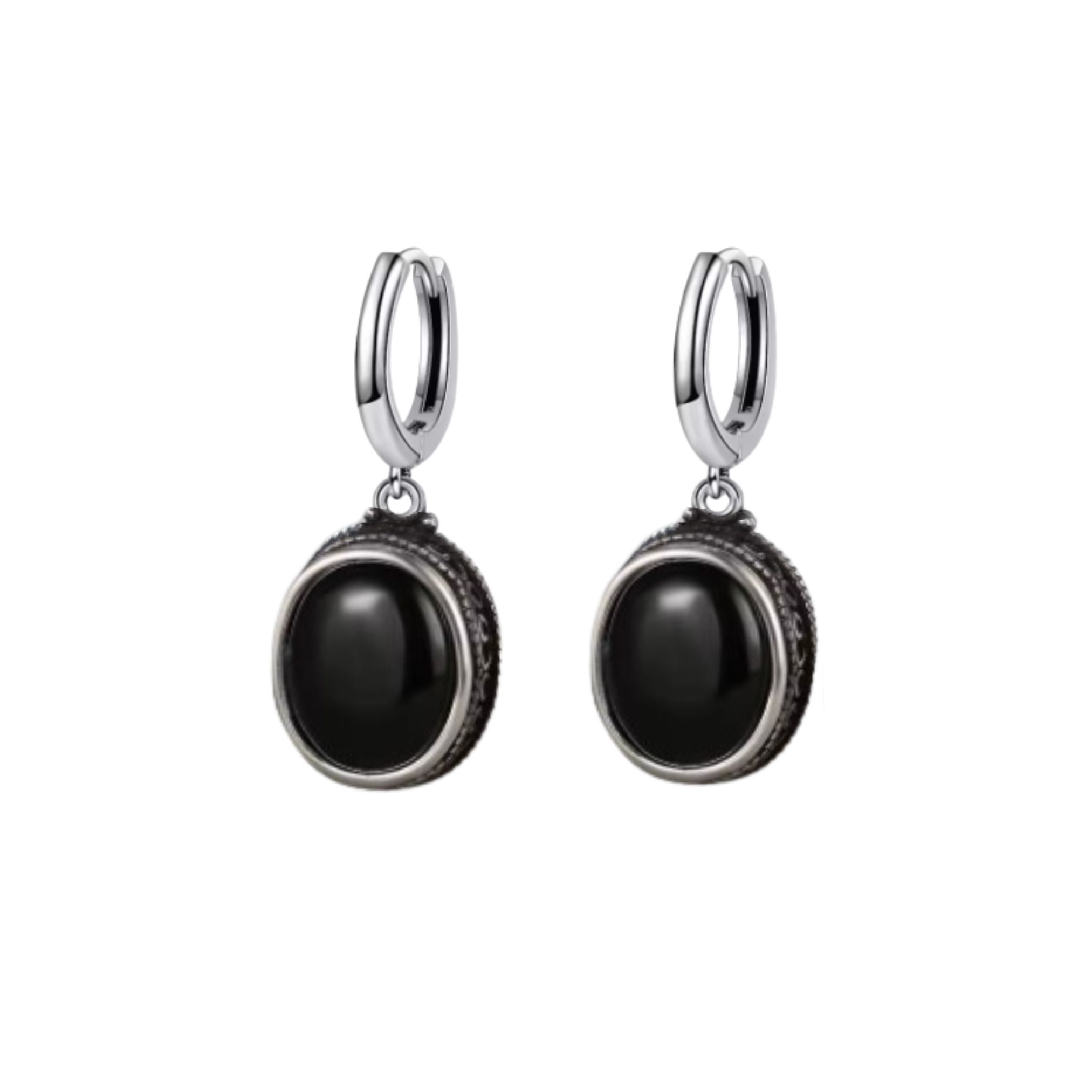 Vintage Drop Black Onyx Ear Rings