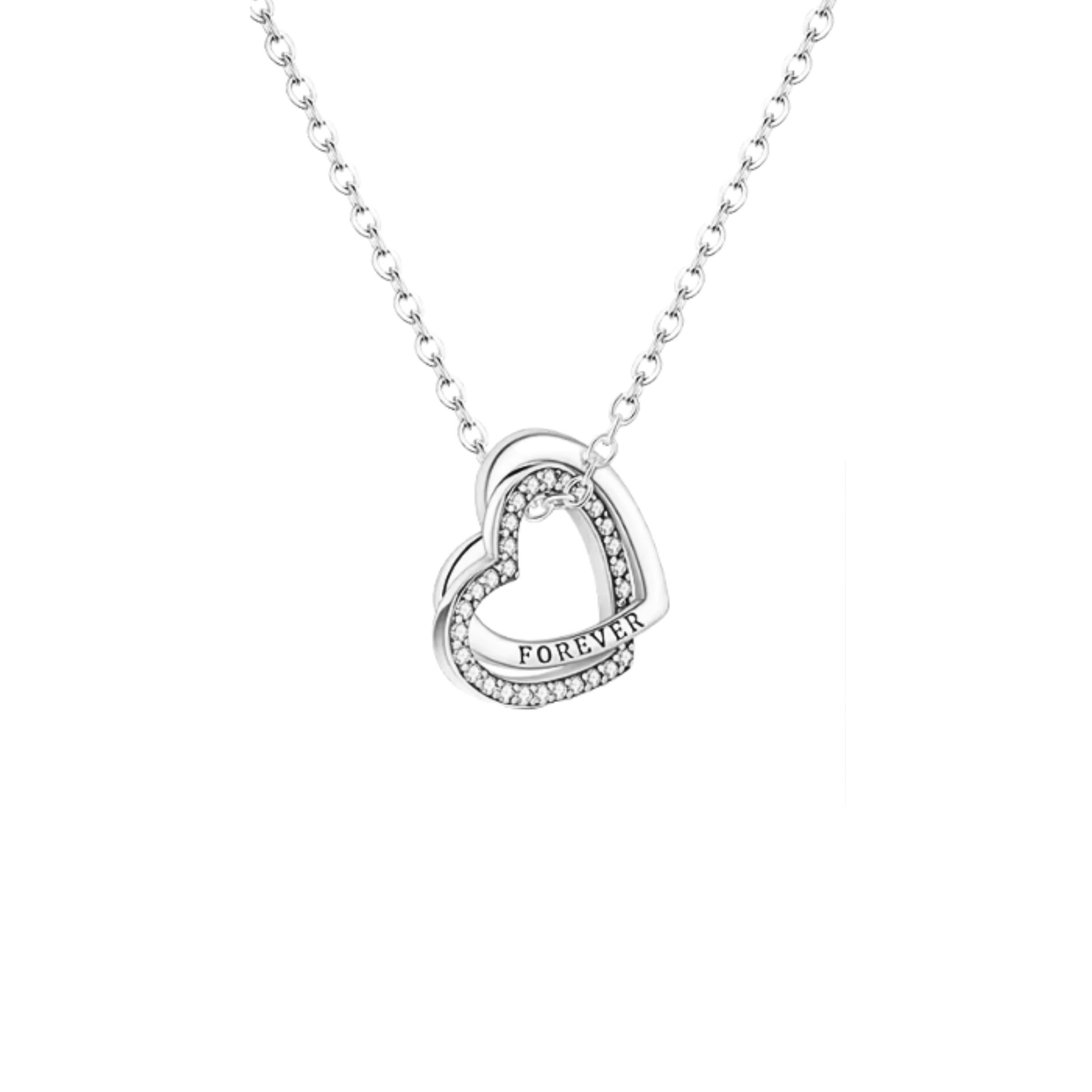 Forever Zirconia Two Heart Charms and Chain 