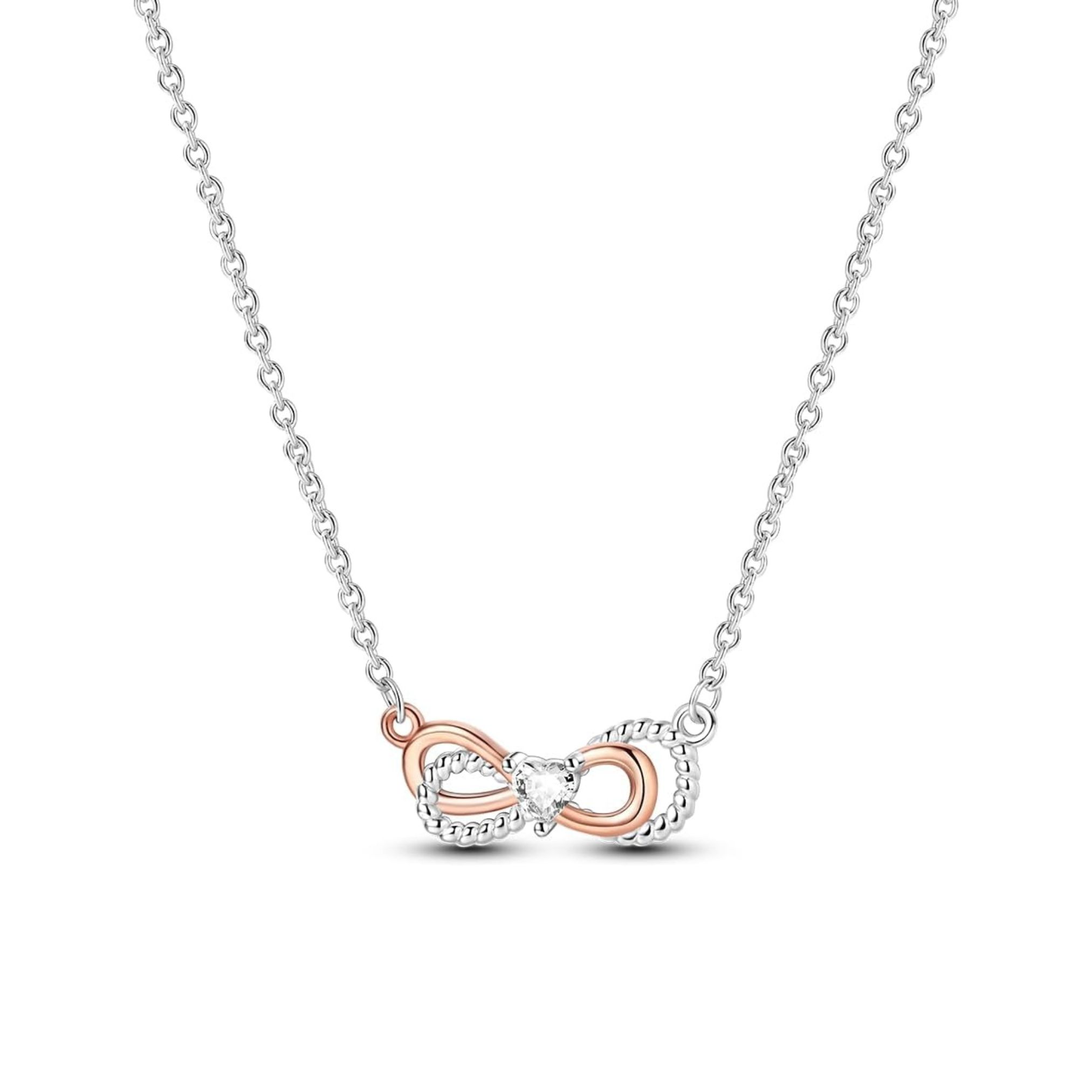 Infinity Heart Zirconia Pendant and Chain 