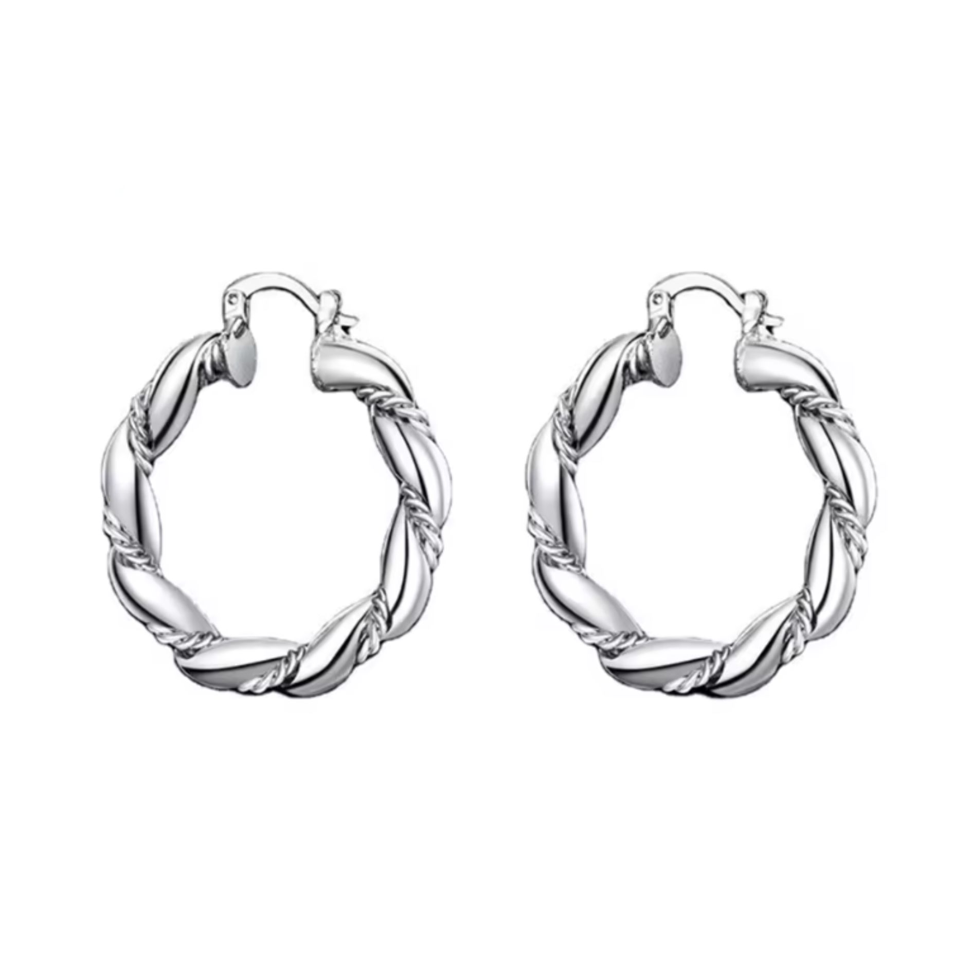 Silver Thick Elegance Drop Ear Rings
