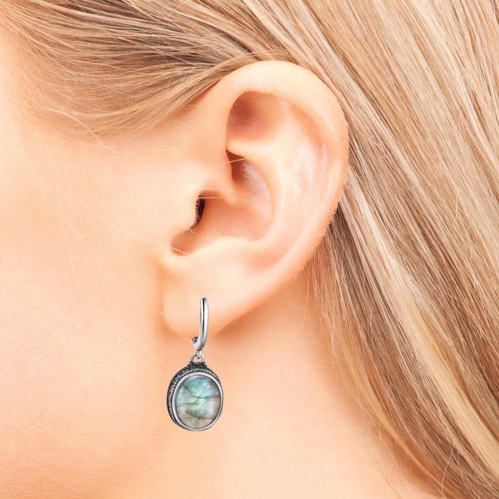 Vintage Drop Blue-Green Kyanite Ear Rings
