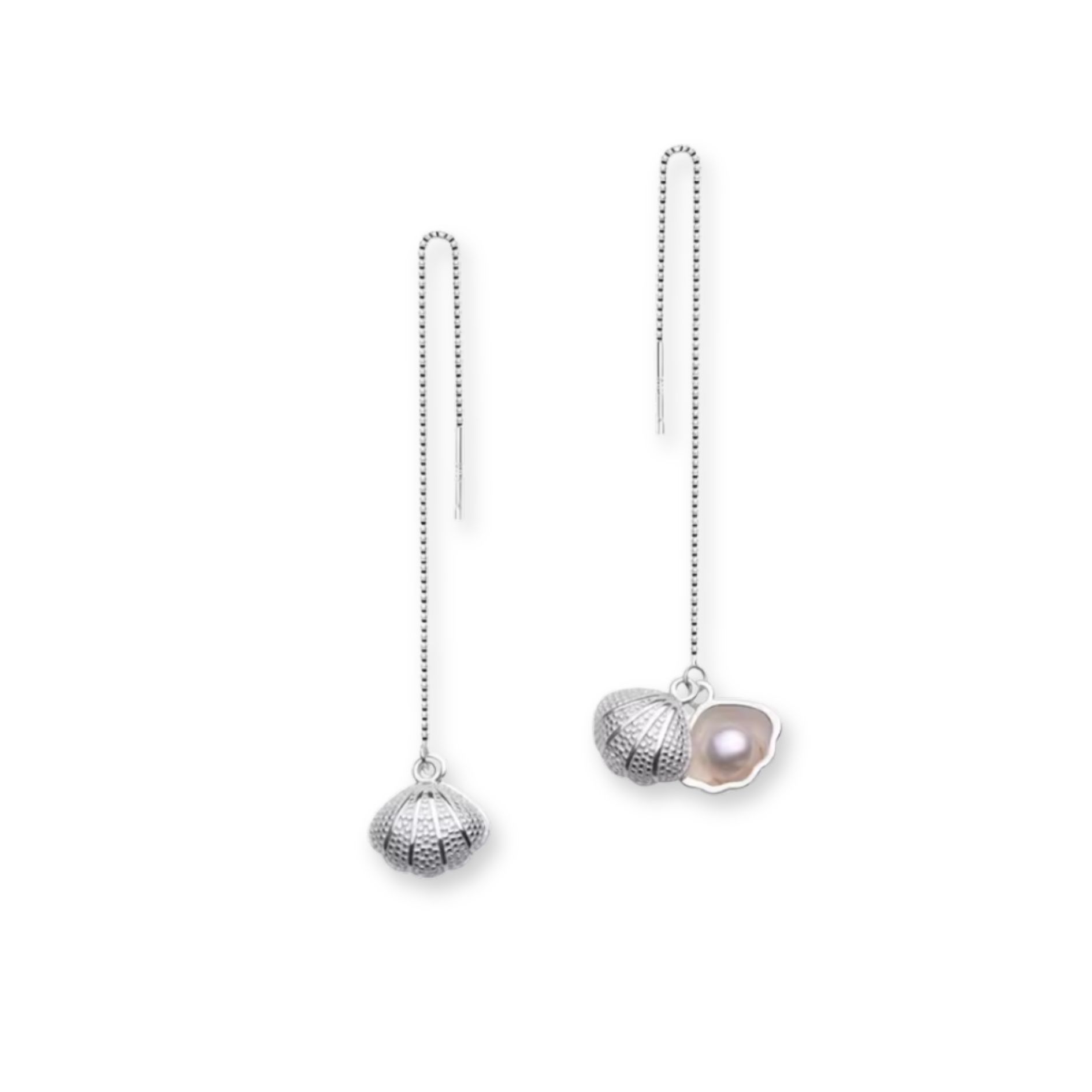 Pearl Clam Threaded Ear Rings