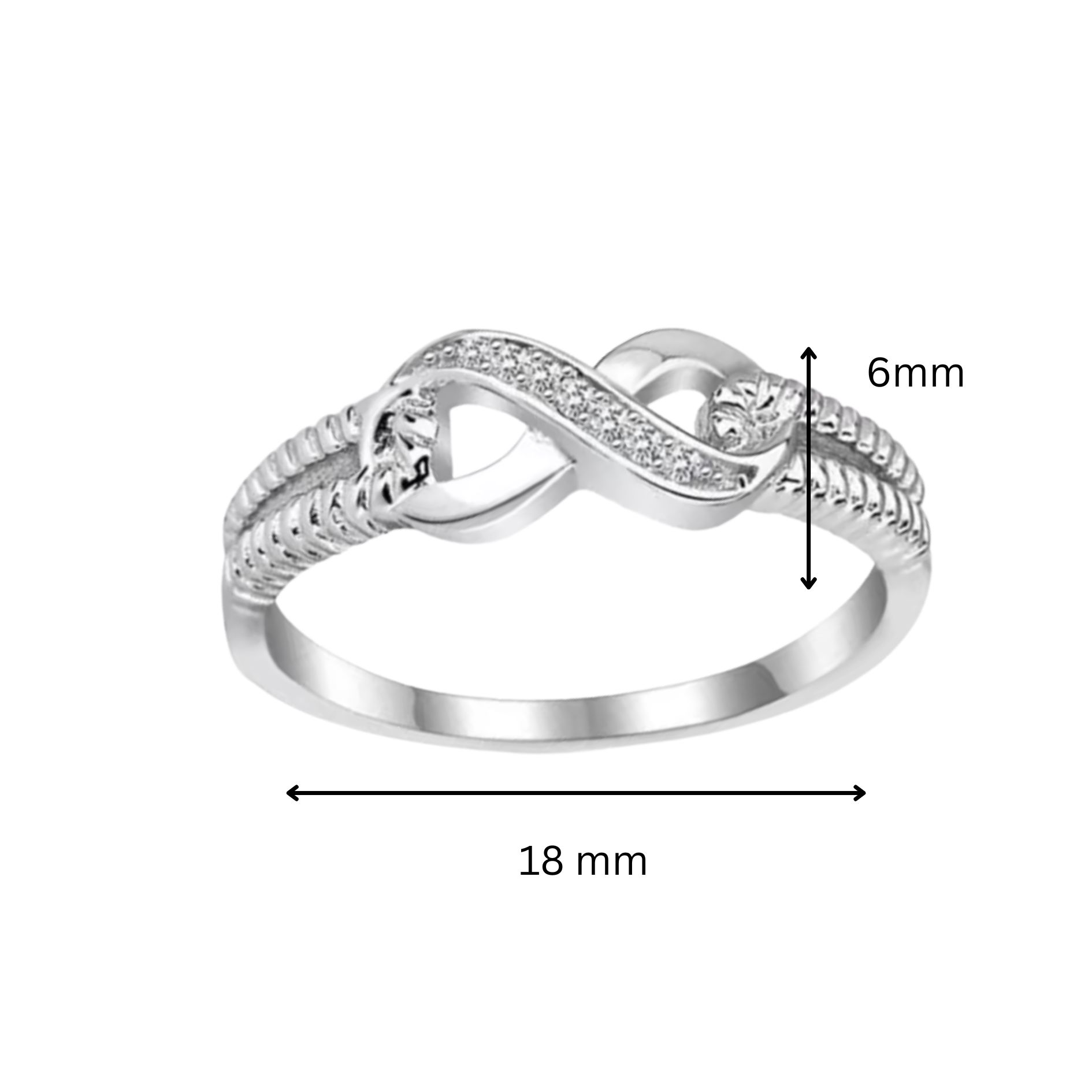 Infinity Silver Ring with Cubic Zirconia