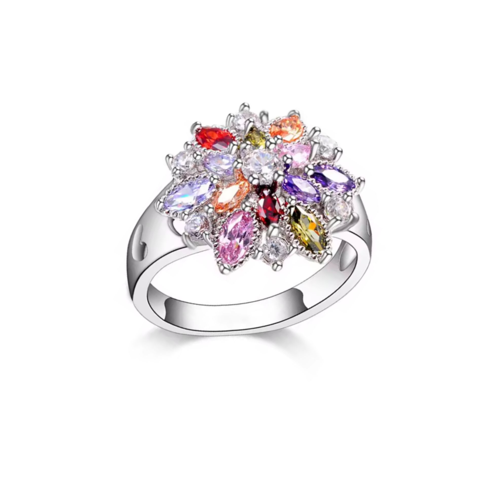 Flower Zirconia Silver Ring