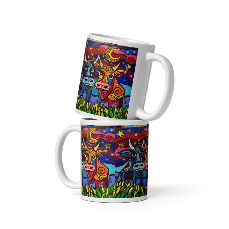 Colorful Cow Art Mug