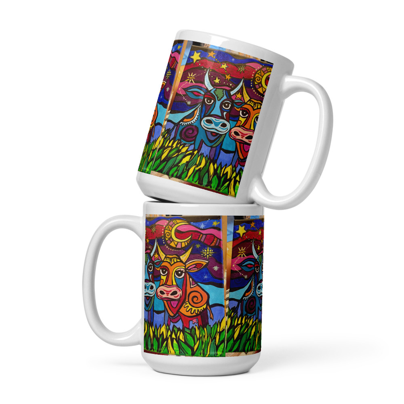 Colorful Cow Art Mug