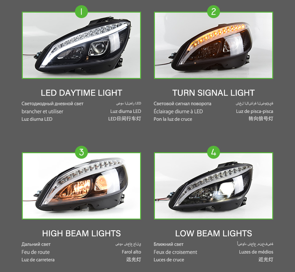 For Mercedes-Benz W204 2007-2010 headlight assembly 