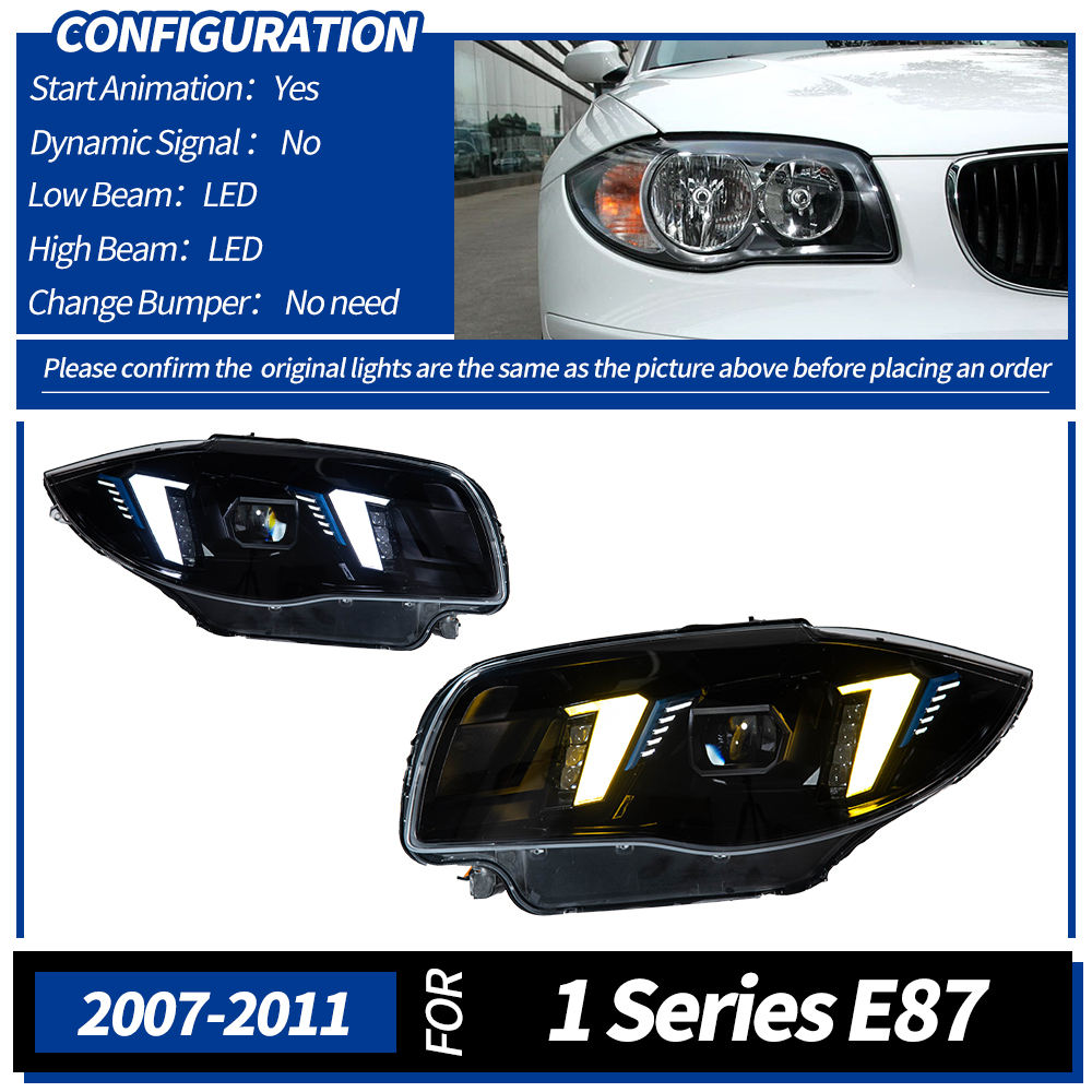 For BMW 1 Series E87 2007-2011 headlight assembly