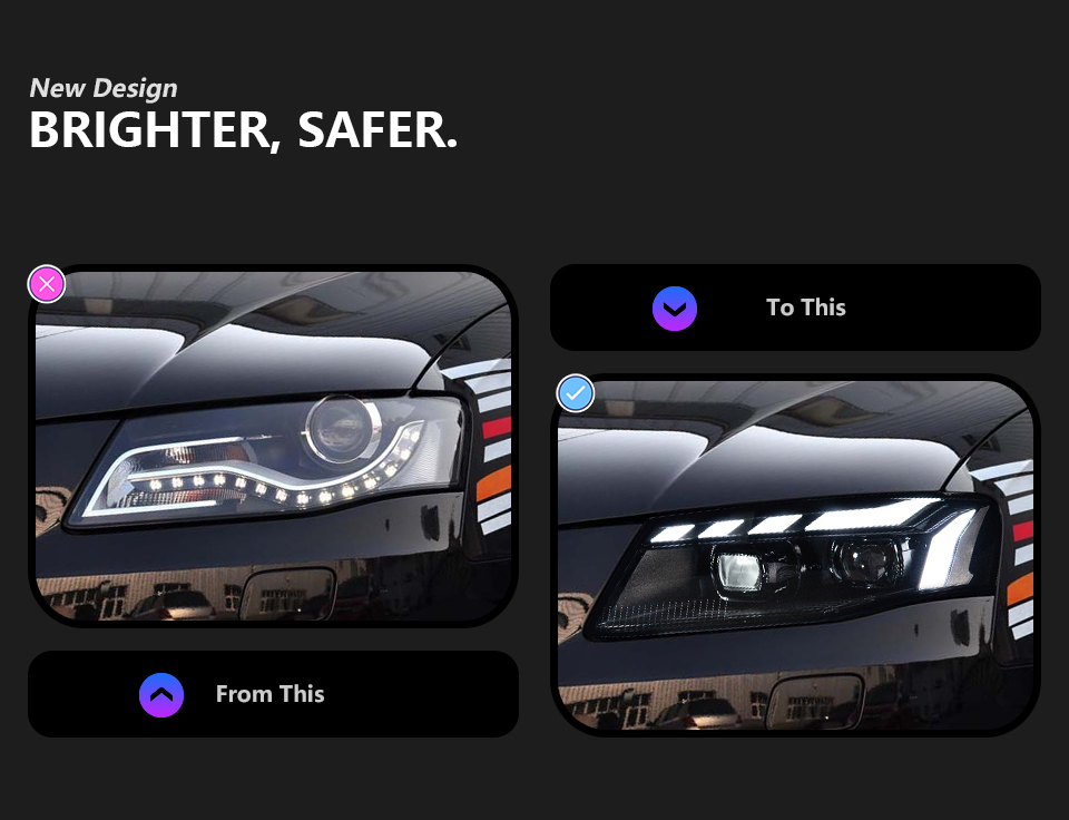 For Audi A4 2008-2012 headlight assembly 