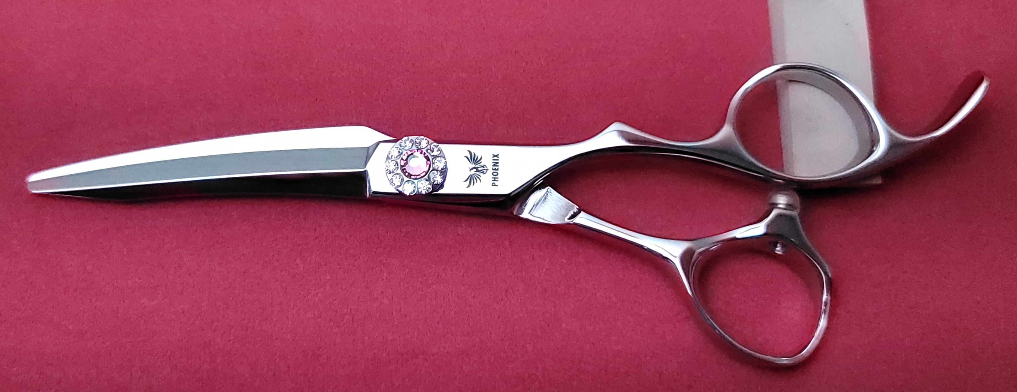 Tijeras PHOENIX Curved Blade-Blunt w/ Stone