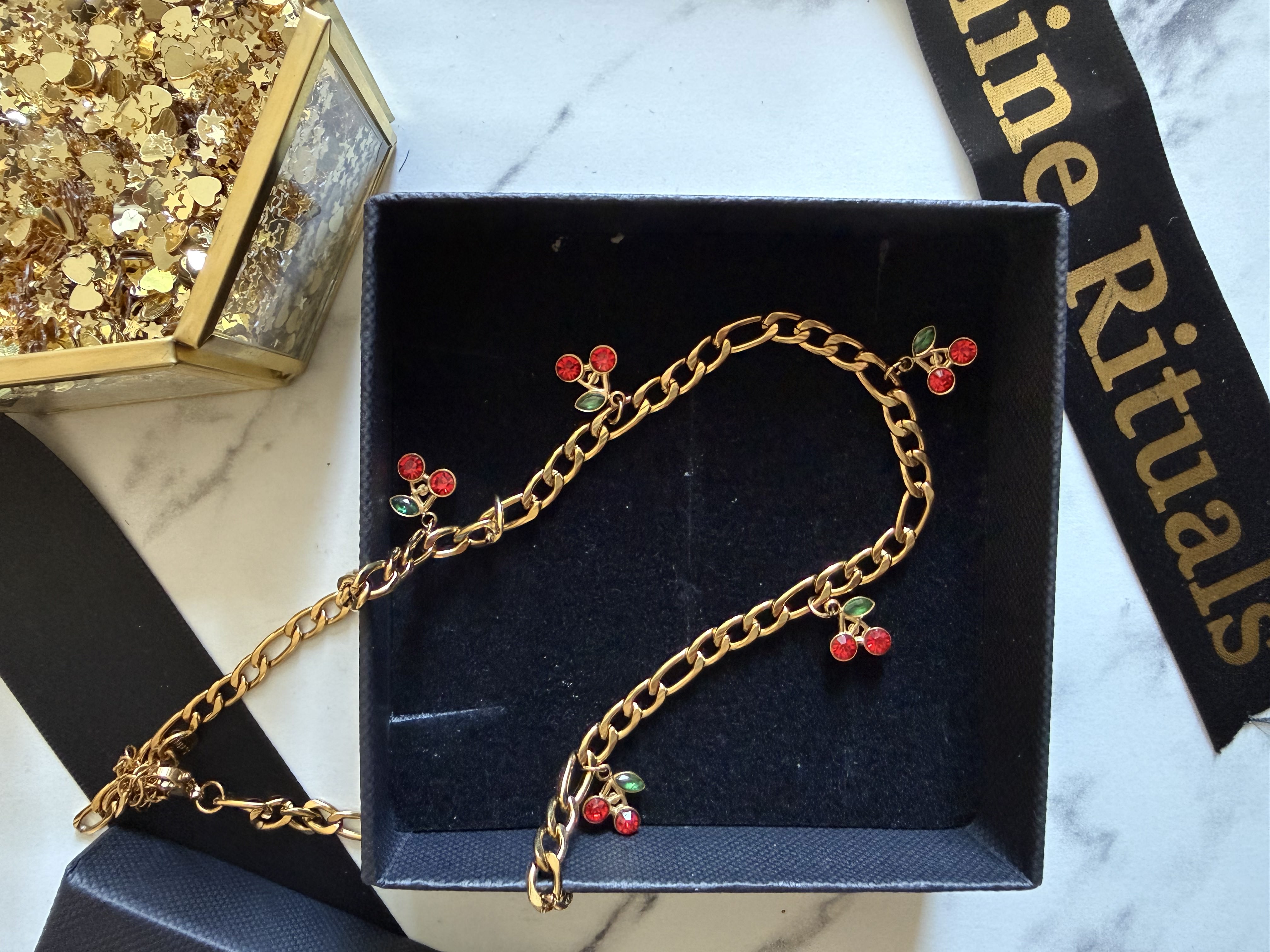 Cherry Necklace | Everyday Cherry Charms Necklace | Waterproof and 18K Gold Plated