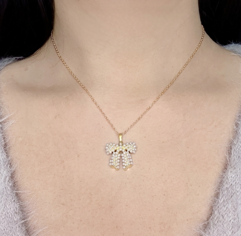 Gold Bow Pendant Necklace