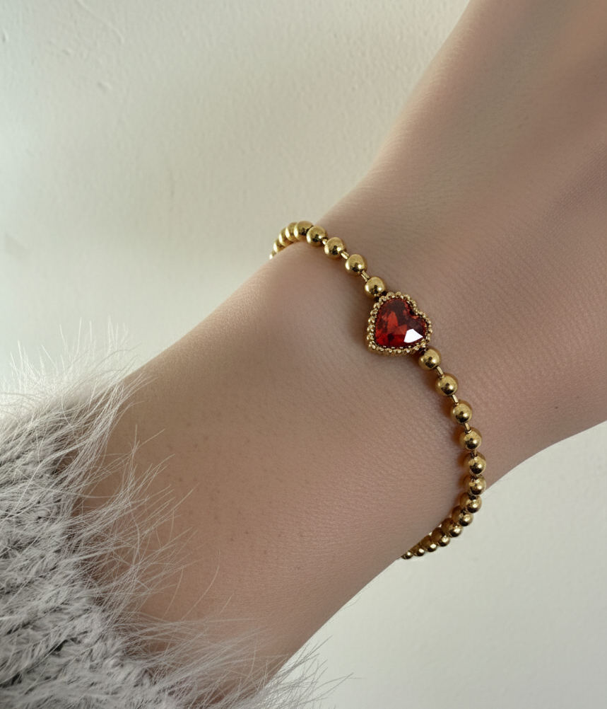Sia Gold Beaded Heart Bracelet