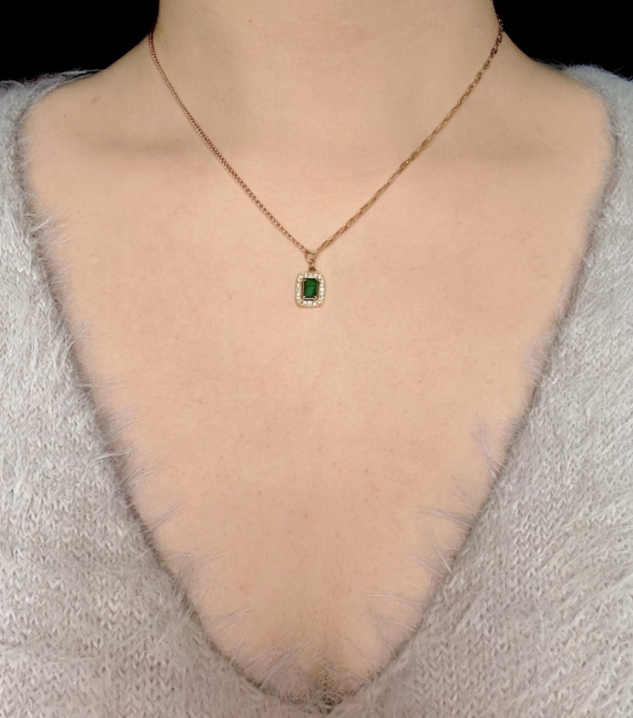 Emerald Halo Necklace