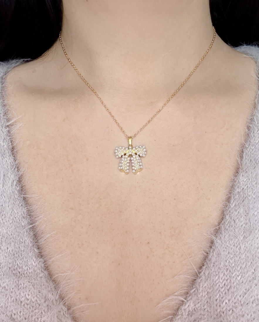 Gold Bow Pendant Necklace
